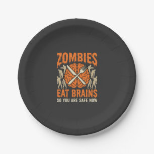 Assiettes En Carton Conception de vecteur drôle de zombie mangeant des