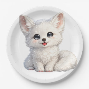 Assiettes En Carton Conception de vibrations positives de renard arcti