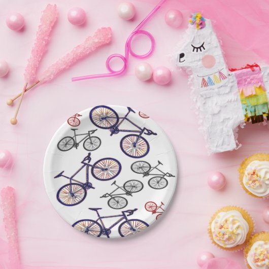 Assiettes En Carton Conception d'impression de bicyclette (Fête)
