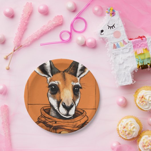 Assiettes En Carton "Conception d'impression Kangaroo amusante et faci (Fête)