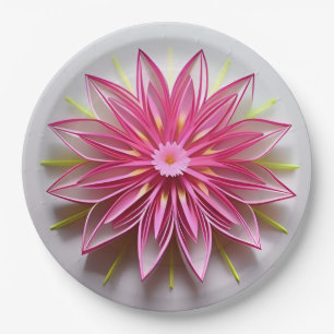 Assiettes En Carton Conception d'origami floral rose complexe