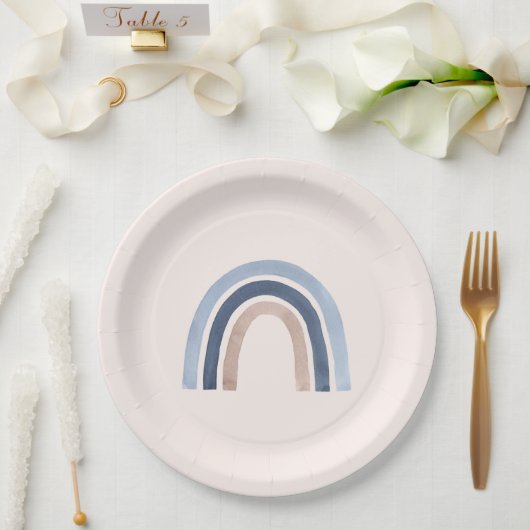 Assiettes En Carton Conception du Boho bleu et arc-en-ciel de pêche (Mariage)