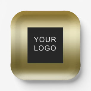 Assiettes En Carton Conception du logo de Faux Gold Business