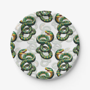 Assiettes En Carton Conception du Motif de serpent Arrière - plan blan