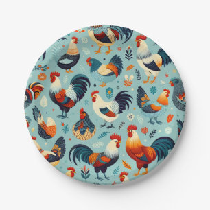 Assiettes En Carton Conception du poulet et du coq