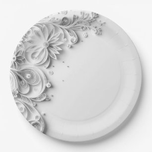 Assiettes En Carton Conception élégante de découpe papier de mariage