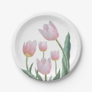 Assiettes En Carton Conception florale de tulipes pastel
