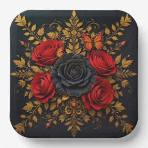 Assiettes En Carton Conception florale élégante