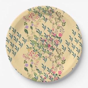 Assiettes En Carton Conception florale et de feuilles de printemps Fêt
