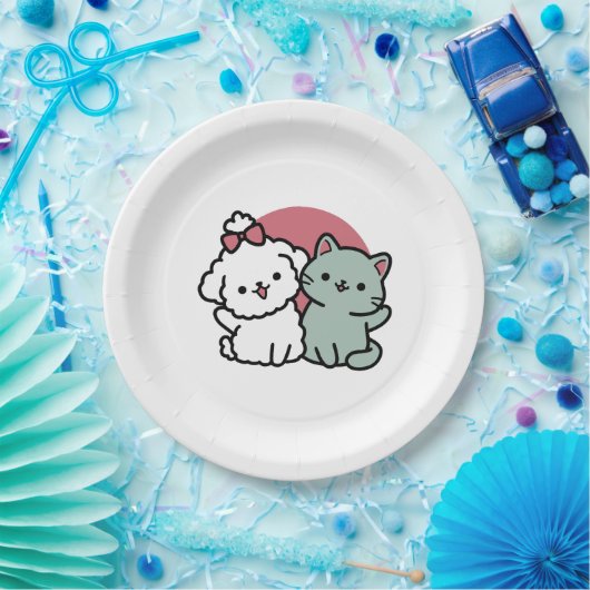 Assiettes En Carton Conception "Fur-Real Friends Forever" (Fête)