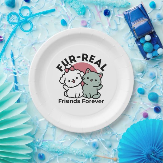 Assiettes En Carton Conception "Fur-Real Friends Forever" (Fête)