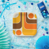 Assiettes En Carton Conception géométrique du style rétro de la mi-ann (Fête)