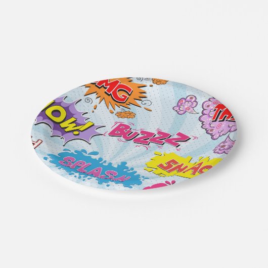 Assiettes En Carton Conception Girly de superhéros de style comique (Angle)