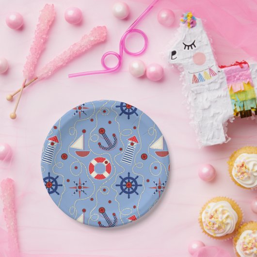 Assiettes En Carton Conception Nautique (Fête)