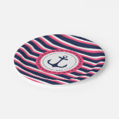 Assiettes En Carton Conception nautique d'Ancre de rayures de roses (Angle)