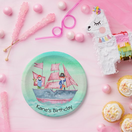 Assiettes En Carton Conception pirate avec navire et pirates (Fête)