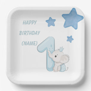 Assiettes En Carton Conception pour le 1er anniversaire d'un éléphant 