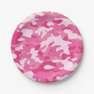 Assiettes En Carton Conception rose et blanche de Camo
