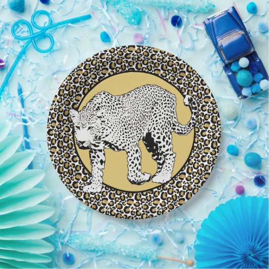 Assiettes En Carton Conception tout-en-un Empreinte de léopard (Fête)