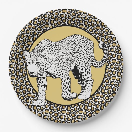 Assiettes En Carton Conception tout-en-un Empreinte de léopard (Devant)