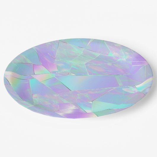 Assiettes En Carton Conception turquoise et violette Iridescente (Angle)