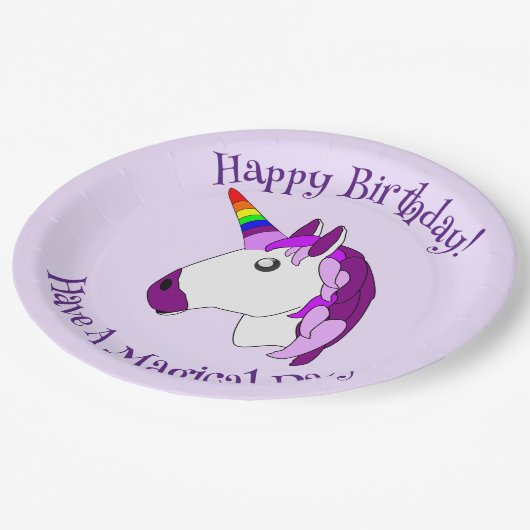 Assiettes En Carton Conception Unicorn personnalisée (Angle)