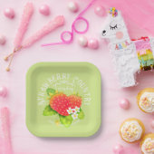 Assiettes En Carton Conception verte de fraise. (Fête)