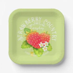 Assiettes En Carton Conception verte de fraise.