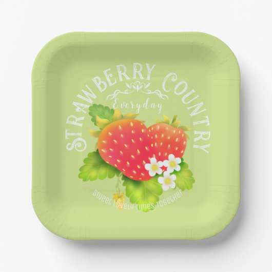 Assiettes En Carton Conception verte de fraise. (Recto)