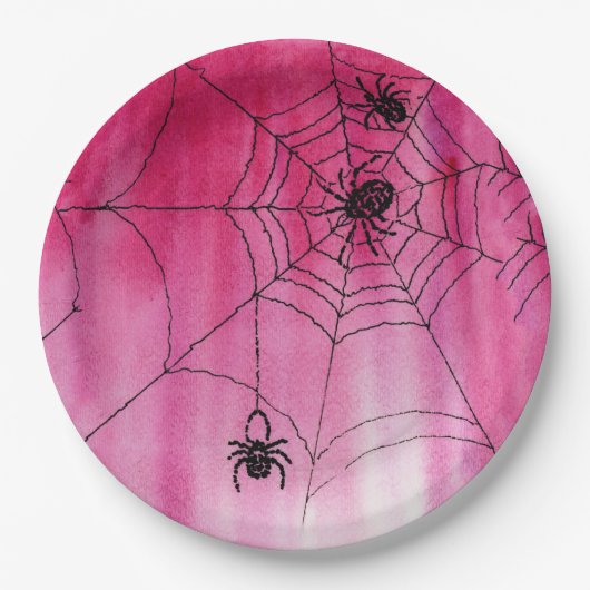 Assiettes En Carton Conception Web Spidery sur plaques de papier (Devant)