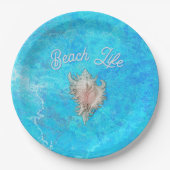 Assiettes En Carton Conch Shell "Beach Life"  (Devant)