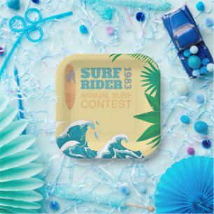 Assiettes En Carton Concours de Surf surf Rider  1983