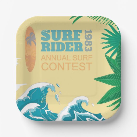 Assiettes En Carton Concours de Surf surf Rider |1983 (Recto)