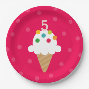 Assiettes En Carton Cône de glace âge de l'enfant fête d'anniversaire