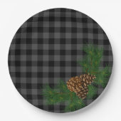 Assiettes En Carton cône de pin gris et noir (Devant)