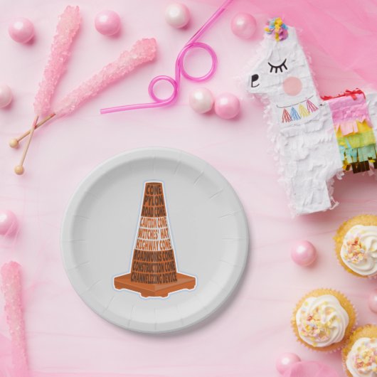 Assiettes En Carton Cône de route Orange Taraffic cône (Fête)