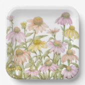 Assiettes En Carton Coneflowers Watercolor (Recto)