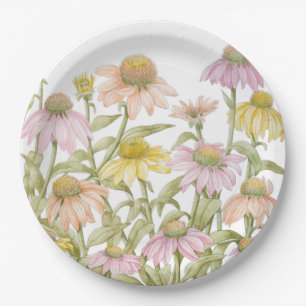 Assiettes En Carton Coneflowers Watercolor