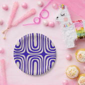 Assiettes En Carton Confaab Abstrait Boho MidCentury bleu Cobalt (Fête)