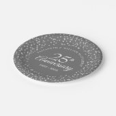 Assiettes En Carton Confetti 25e anniversaire Mariage d'argent (Angle)