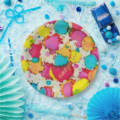 Assiettes En Carton Confetti à barres ou à plaques en papier Bat mitzv (Fête)