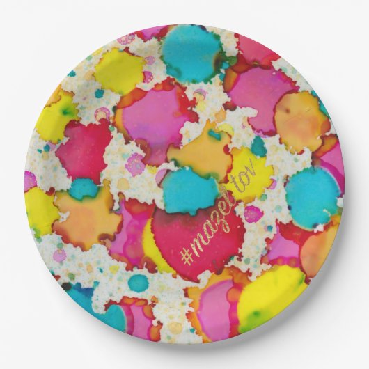 Assiettes En Carton Confetti à barres ou à plaques en papier Bat mitzv (Devant)