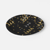 Assiettes En Carton Confetti Black Gold Celebration Moderne Chic Fun (Angle)