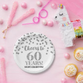 Assiettes En Carton Confetti d'argent brille jusqu'à 60 ans d'annivers (Fête)