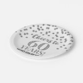 Assiettes En Carton Confetti d'argent brille jusqu'à 60 ans d'annivers (Angle)
