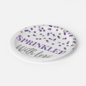 Assiettes En Carton Confetti d'argent pourpre parsemé d'amour (Angle)