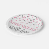 Assiettes En Carton Confetti d'argent rose parsemé d'amour (Angle)