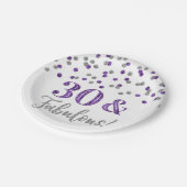 Assiettes En Carton Confetti d'argent violet 30 et fabuleux (Angle)