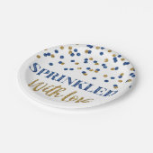 Assiettes En Carton Confetti d'or bleu foncé parsemé d'amour (Angle)
