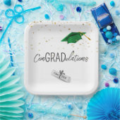 Assiettes En Carton Confetti d'or et Casquette vert 2025 (Fête)